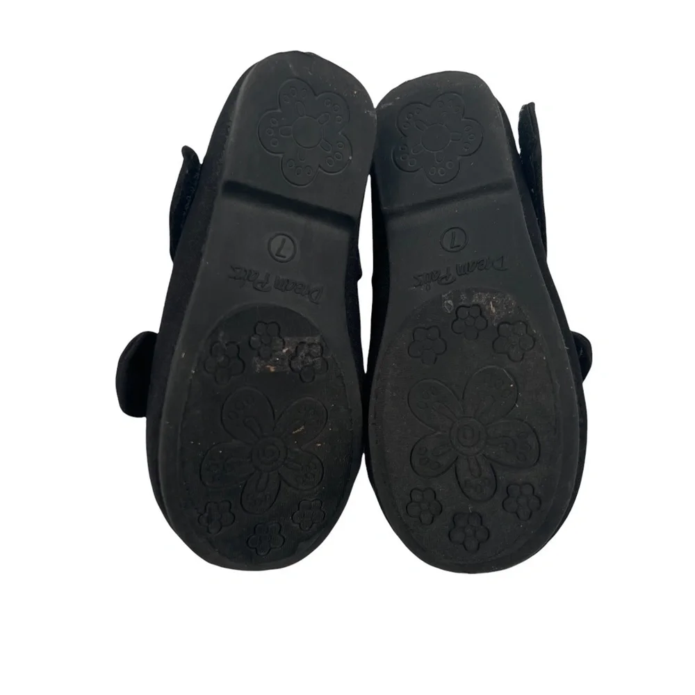 Dream Pairs Black Satin Angel Bow Mary Jane Shoes Size 7 Toddler Girl’s